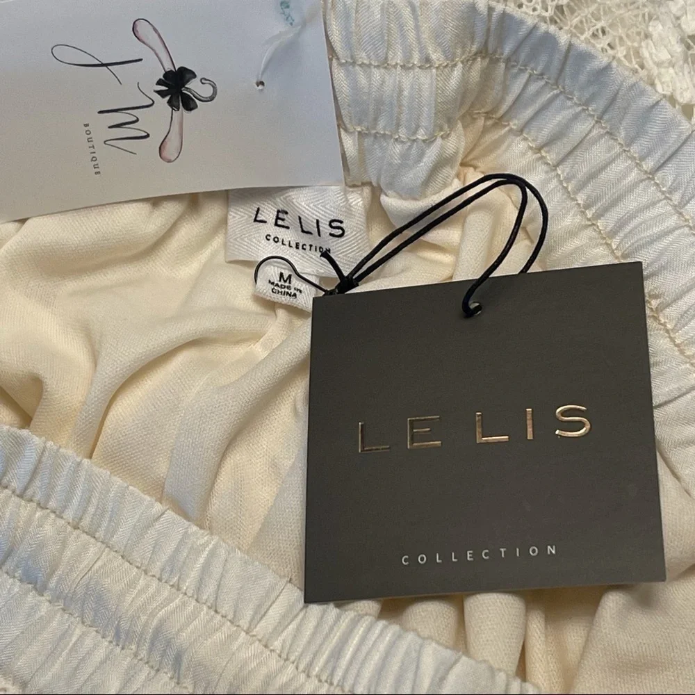 NWT Le Lis Crochet Wide Leg Beach Pool Cover Up Set